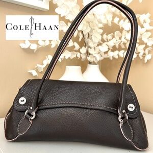 Cole Haan Village F04 Baguette Shoulder Bag Pebble Leather ChocolateBrown/Pink